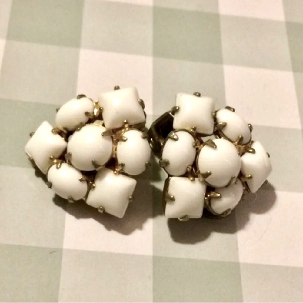 Vintage Milk Glass Earrings